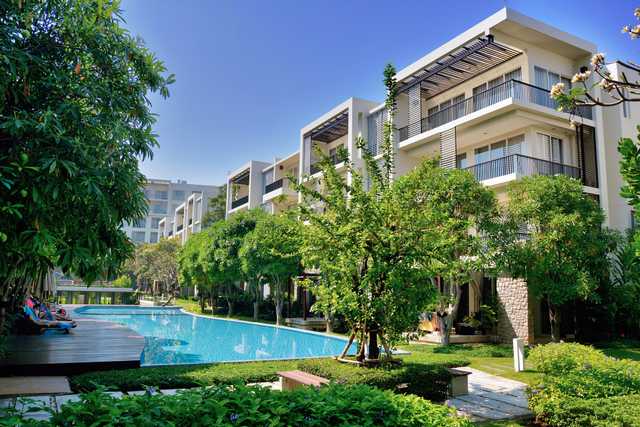 large garden with pool